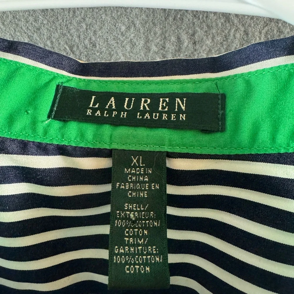 Ralph Lauren Navy and White Striped Button Down Shirt - Picture 2 of 6